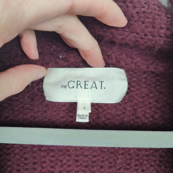 The Great The Heart Lodge Cardigan Sweater Womens 1 Small Burgundy Knit Burgundy - Picture 10 of 13
